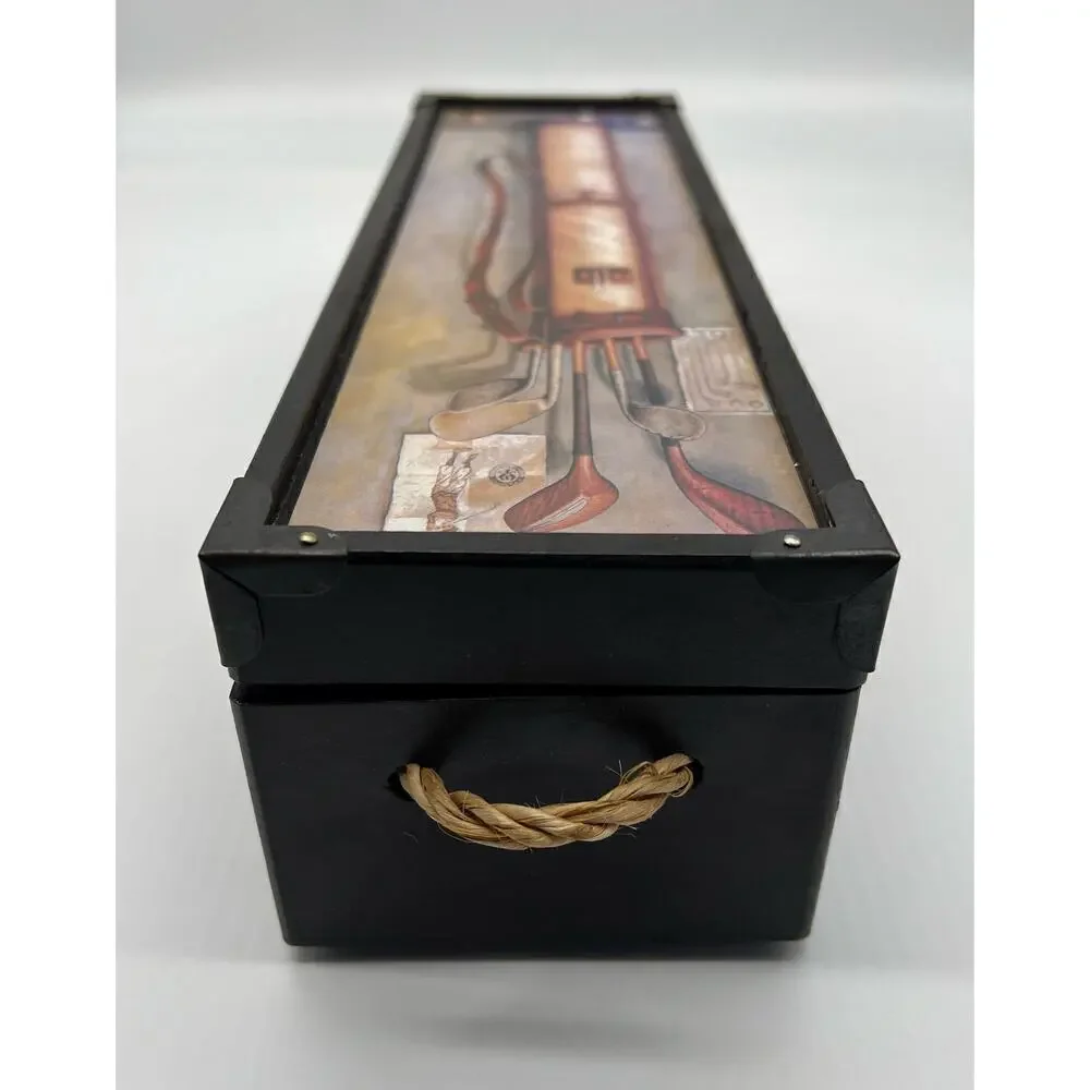 Golf theme wooden wine gift box